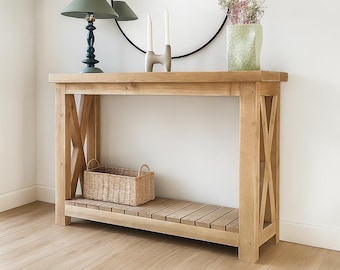 Altholz Konsolentisch mit Ablage | Rustikaler Eingangsbereich | .Bauernhaus Flur Tisch | Handgemachte Holz Konsole
