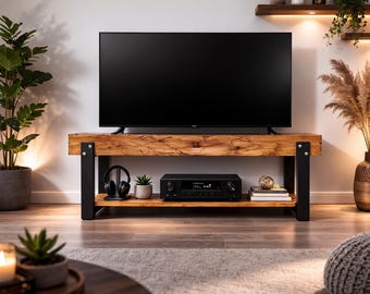 Massives Kiefernholz TV-Schrank | Rustikaler Bauernhaus Medien Konsolenschrank, Altholz TV Stand