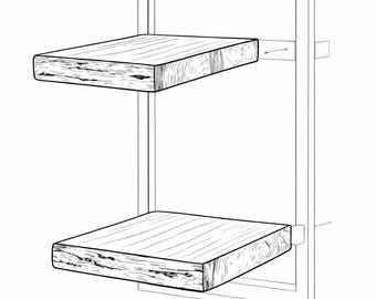 Juego de estantes personalizados de madera maciza (hechos a medida)