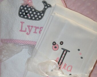 Combination Gift of Baby Towel and One Burp Cloth