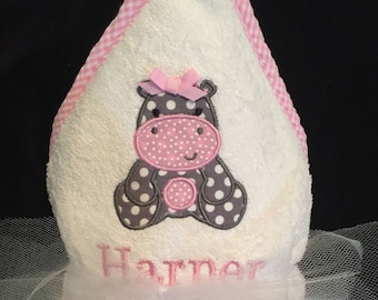 Henrietta Hippo Baby and Toddler Hooded Towel