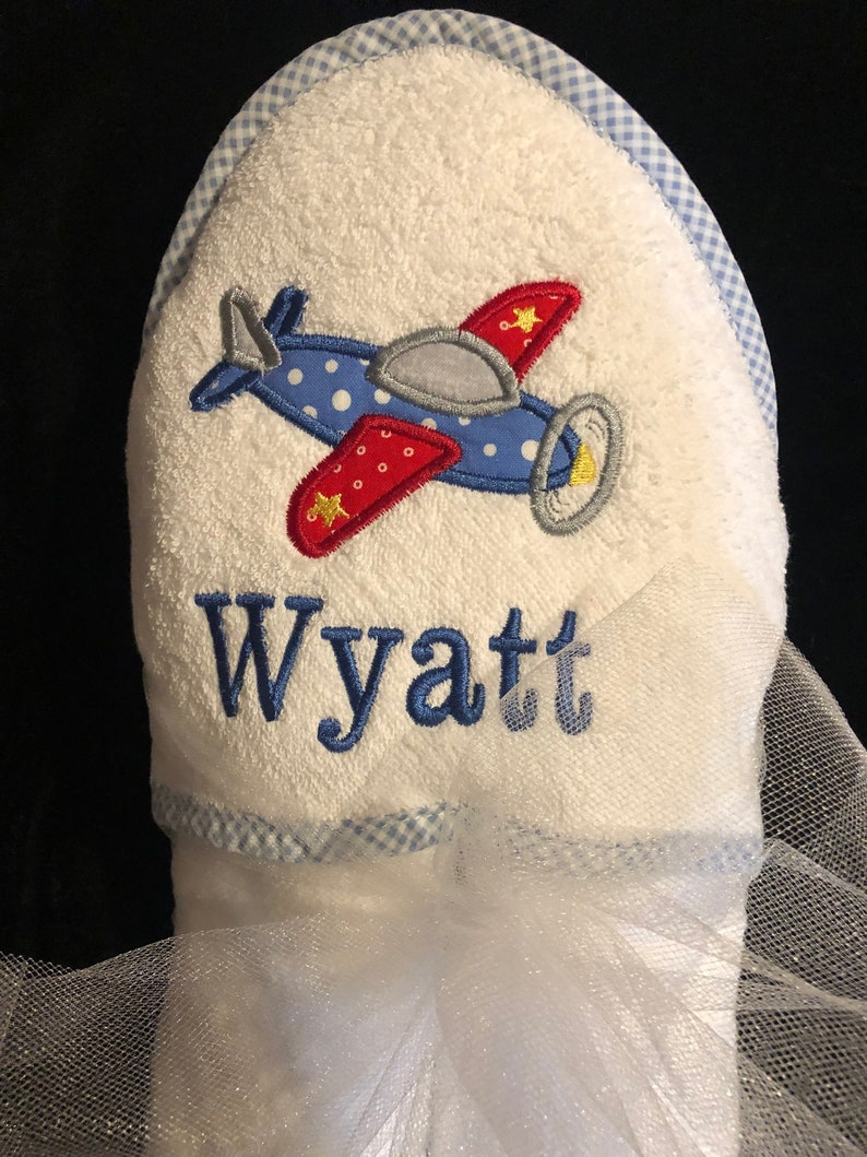 Airplane Hooded Baby Towel image 1