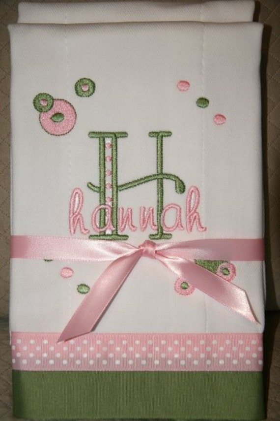 Personalized Burp Cloths Set of 2 Etsy