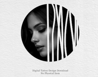 Geometrisch vrouwentattooontwerp – abstracte gezichtslijnkunst (digitale download)