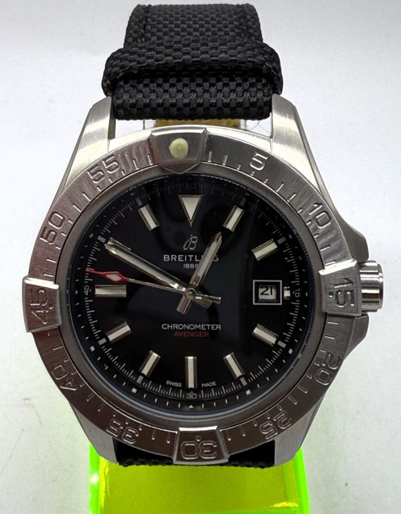 Breitling Automatic Rotating Bezel Black Dial Dat… - image 1