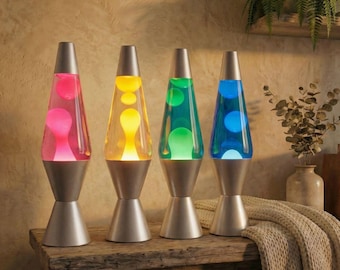 Lava Lamp Multi Color With Silver Base 14” Tall, Y2K Comfy Vibe Room Decor, Retro Mood Light for Home Decor