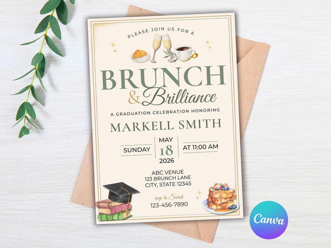 Grad Lunch Invite Graduation Brunch Invitation, Grad Celebration Invite, Modern ...