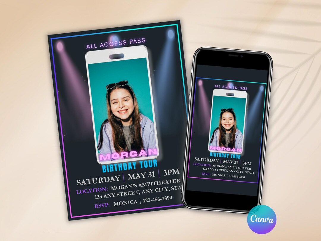 Concert VIP Pass Birthday Invitation, VIP Pass Theme Party Invite ...
