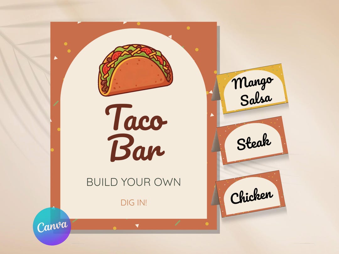Taco Label Example Editable Taco Bar Signs, Taco Food Labels Template, Fiesta Party Decor ...