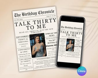 Talk Thirty To Me Invitation with Photo, Dirty 30 Birthday Invite, Editable 30th Birthday Party Canva Template, Digital Download