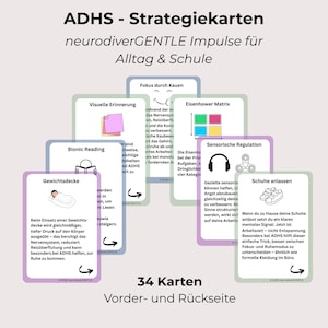 ADHD Strategy Cards for Everyday Life and School (34 cards) For Teenagers & Adults | Focus, Learning, Self-Organization (PDF)