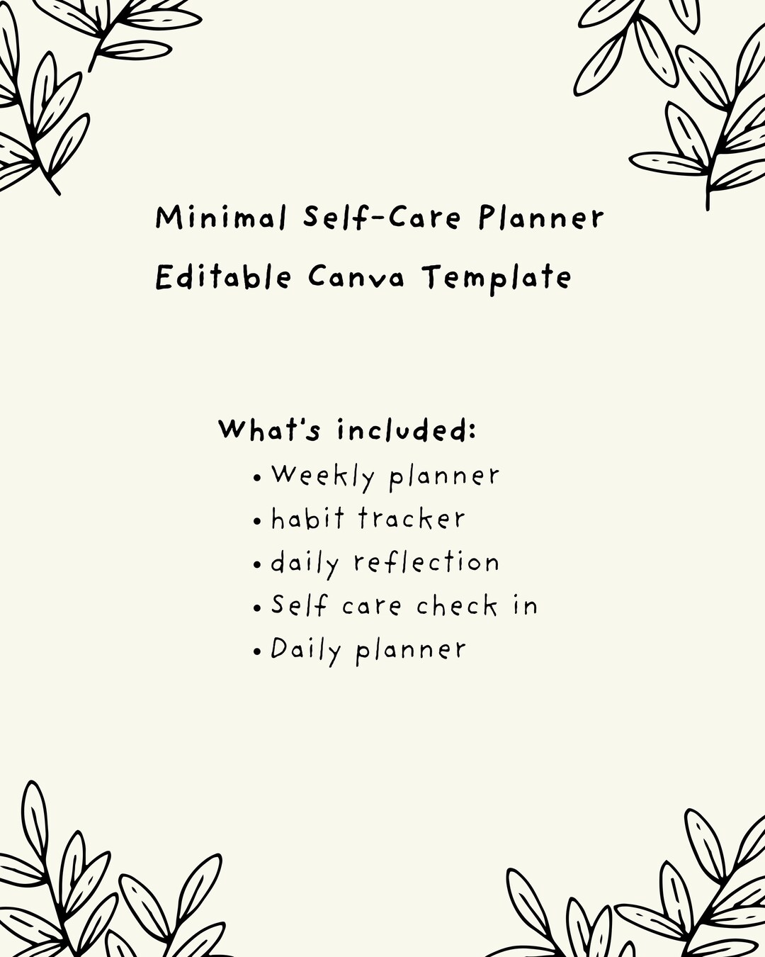 Editable Self Care Planner Canva Template | Minimal Wellness ...