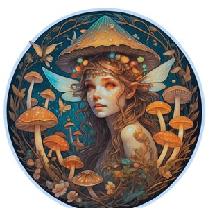 Mushroom Fairy Die-Cut High Quality  Waterproof Sticker