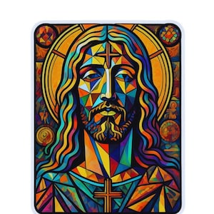 Psychedelic Jesus Sacred Geometry Die-Cut High Quality Waterproof Sticker