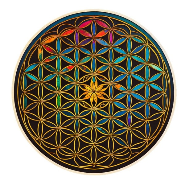 Flower of Life Rainbow Sacred Geometry Die-Cut Sticker  Waterproof High Quality