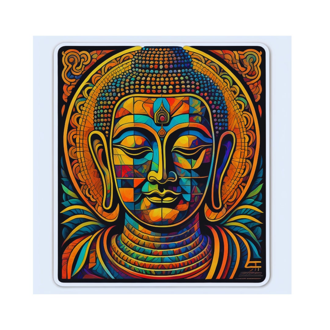 Psychedelic Buddha Sticker: Sacred Geometry, Waterproof Die-cut - Etsy