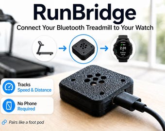 RunBridge FTMS Bluetooth Adapter – Treadmill Speed Sensor for Garmin Watches (Pairs like Foot Pod)
