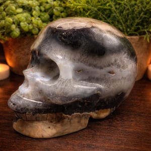 Volcano Agate Skull Carving – UV Reactive Crystal Skull, Hand Carved Agate, Statement Collector Piece, 5.75 lbs bild 9