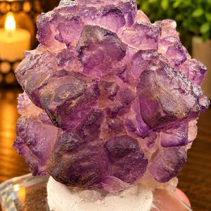 Purple Fluorite Specimen from Turkey | Dissolution Cube Fluorite Crystal Cluster | Natural Etched Fluorite | Unique Collector Mineral