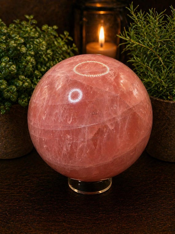 Large Rose Quartz Sphere 120mm | Pink Crystal Ball 5.64 lbs | Heart Chakra Stone | Self Love Crystal Decor | Healing Quartz Sphere Gift