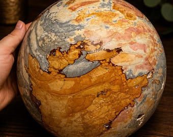 Polychrome Jasper Statement Crystal Sphere, Pastel Pink Blue Yellow Stone Decor, XXL Jasper Orb, Luxury Boho Home Accent, Grounding Crystal
