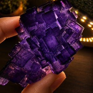 Aksu Mine Fluorite Specimen | Purple Cubic Fluorite Crystal | Collector Mineral Specimen | Gemmy Fluorite Cluster 88g imagem 8