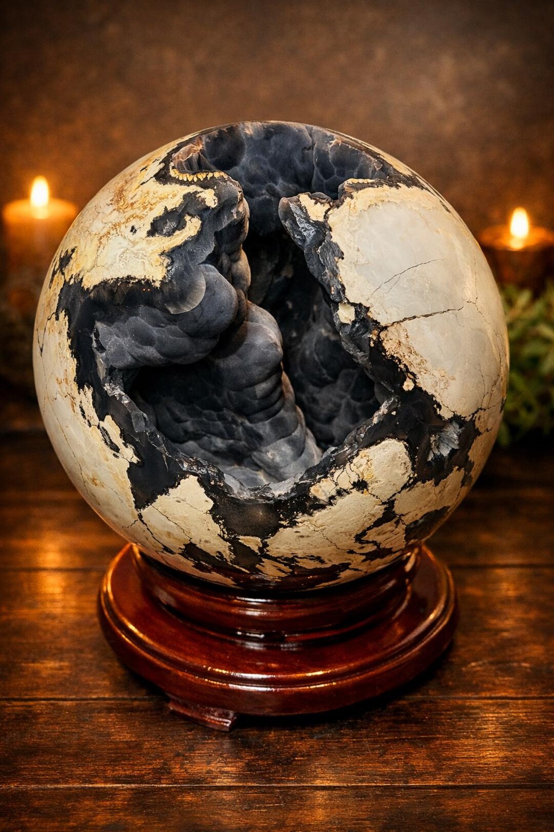 Large Volcano Agate Sphere With Botryoidal Portal Inclusions – UV ...