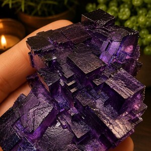 Aksu Mine Fluorite Specimen | Purple Cubic Fluorite Crystal | Collector Mineral Specimen | Gemmy Fluorite Cluster 88g imagem 6