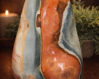 Polychrome Jasper Freeform 14.78 lb Large Jasper Statement Piece, Desert Jasper Standing Stone, Earth Tone Crystal Decor, Grounding Stone