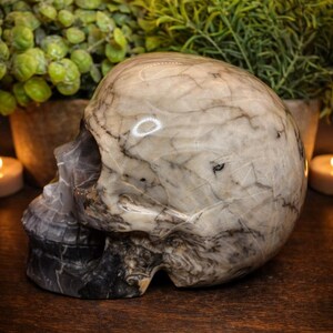 Volcano Agate Skull Carving – UV Reactive Crystal Skull, Hand Carved Agate, Statement Collector Piece, 5.75 lbs bild 6