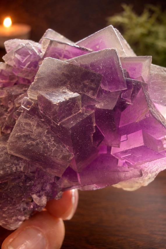 Raw Purple Fluorite Specimen – Cubic Crystal Formation, Stunning Zoning – Qinglong Mine, China – Collector Mineral Piece – Natural Fluorite