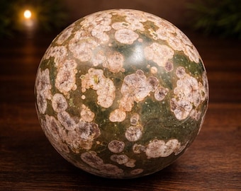 Large Rhyolite Sphere Pink Flower Rhyolite Sakura Jasper Crystal Ball 2.3 lbs Large Polished Stone Orb for Growth & Grounded Heart Energy