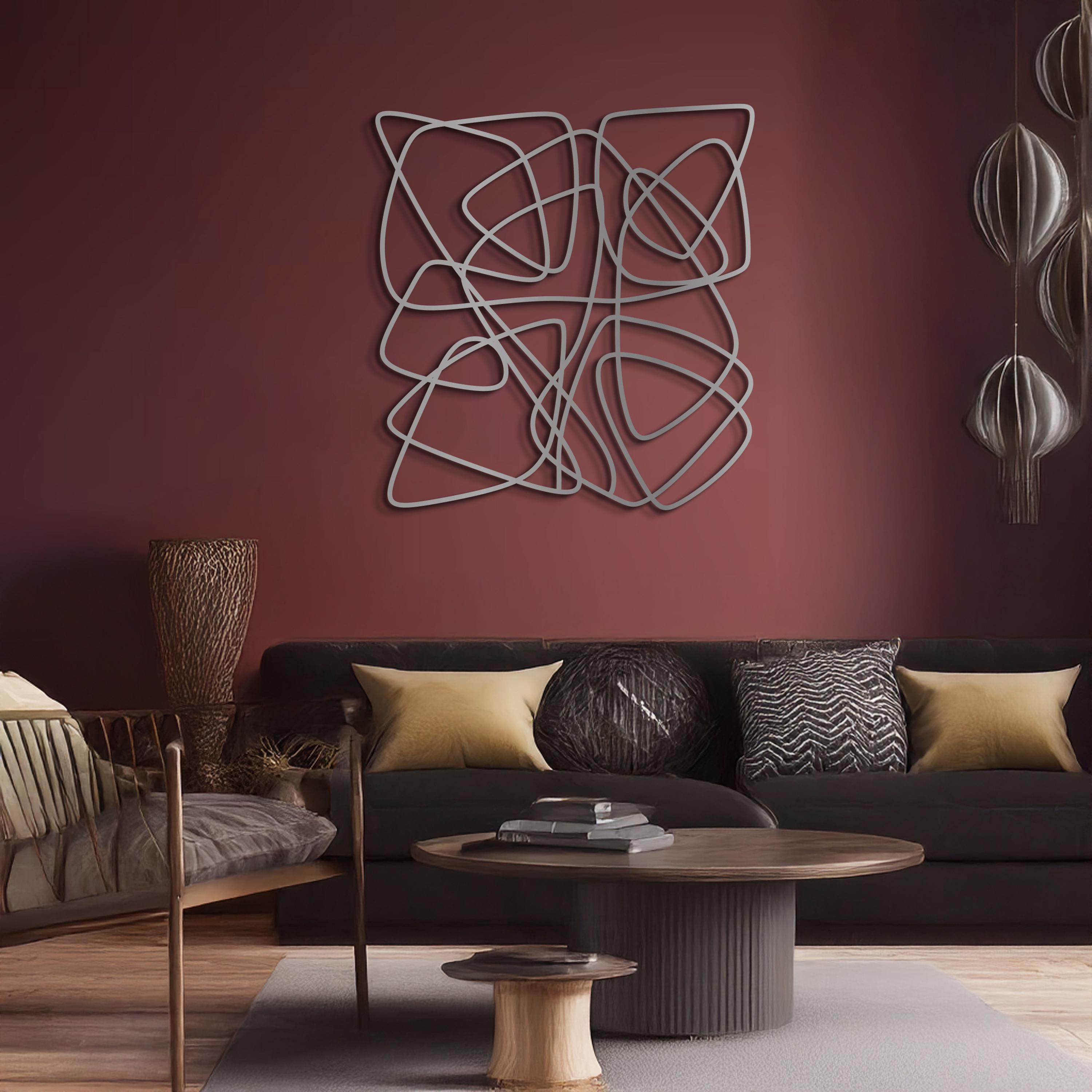 Abstract Black Metal Wall Art, Modern Minimal Line Design, Contemporary