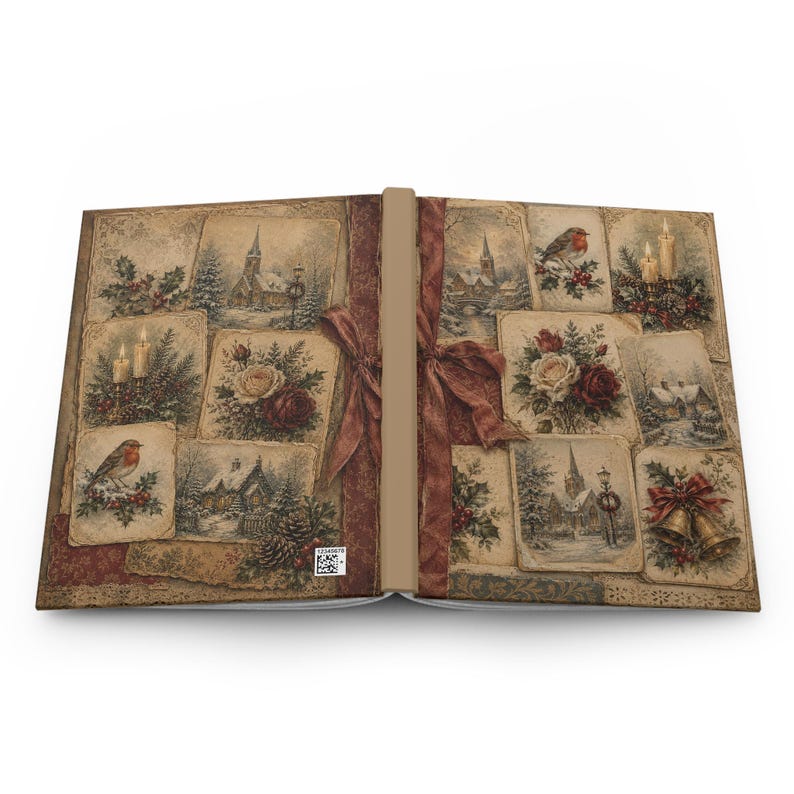 Victorian Christmas Hardcover Journal – Vintage Holiday Postcard Cover, Lined Pages image 14