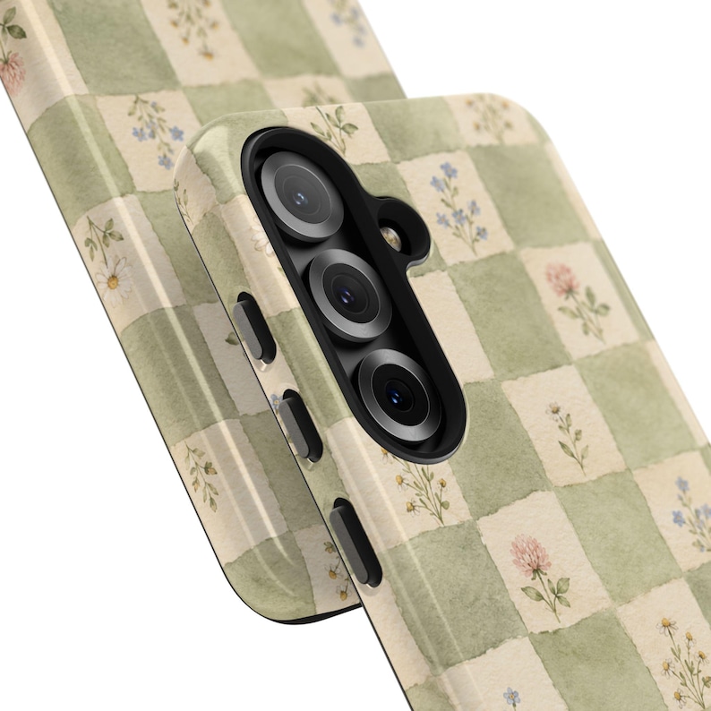 Cottagecore Phone Case, Sage Green Checkered Floral iPhone Case, Watercolor Wildflower Boho Aesthetic Cover, Vintage Cottage Gift for Her image 16
