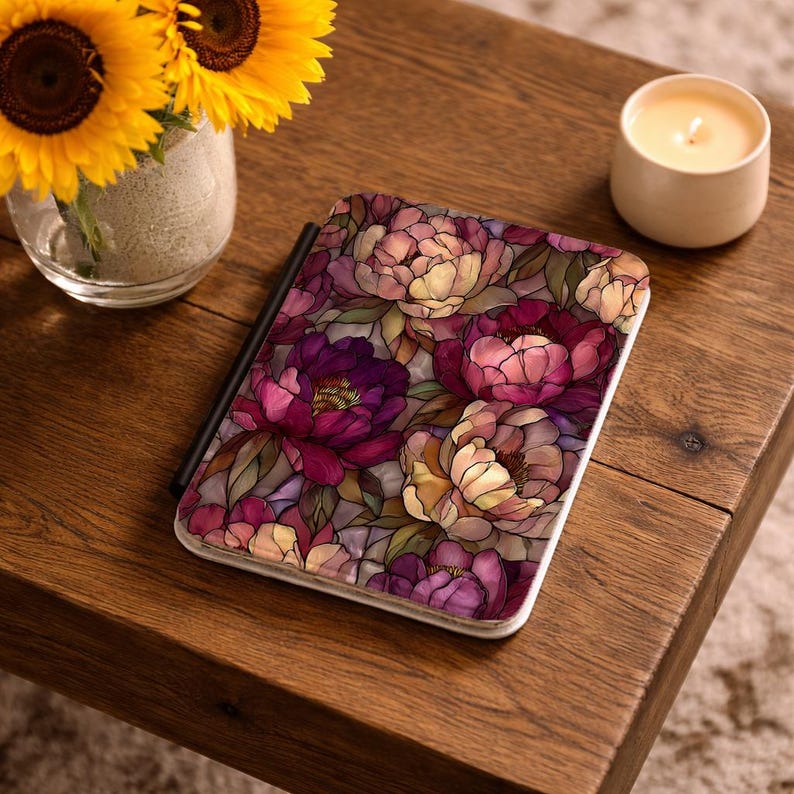 Vintage Floral Kindle Case | Peony Pattern, Burgundy & Blush - Etsy