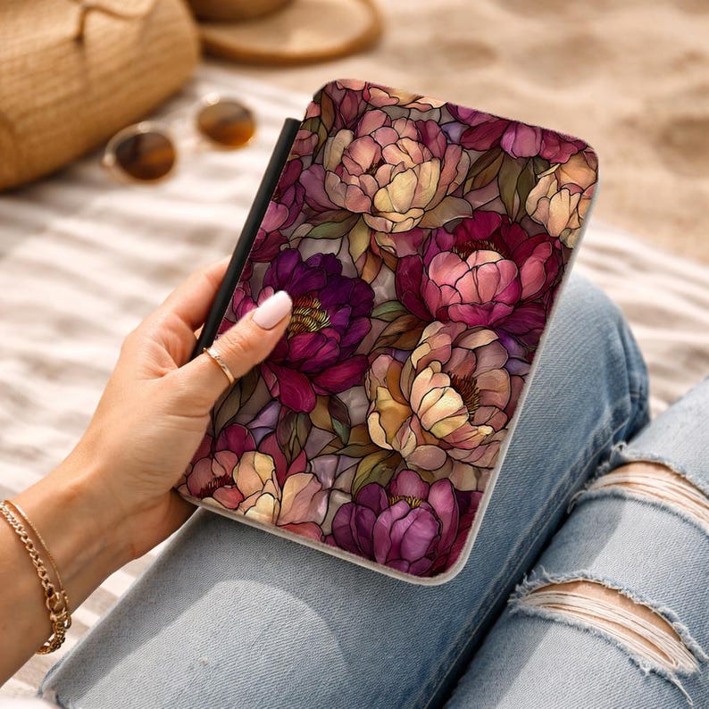 Vintage Floral Kindle Case | Peony Pattern, Burgundy & Blush - Etsy