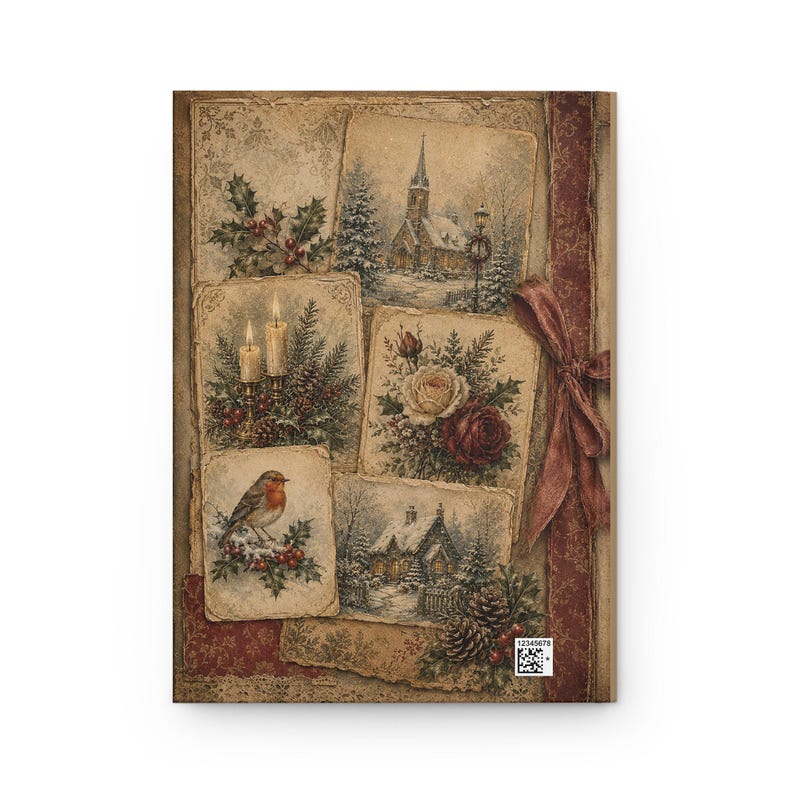 Victorian Christmas Hardcover Journal – Vintage Holiday Postcard Cover, Lined Pages image 12
