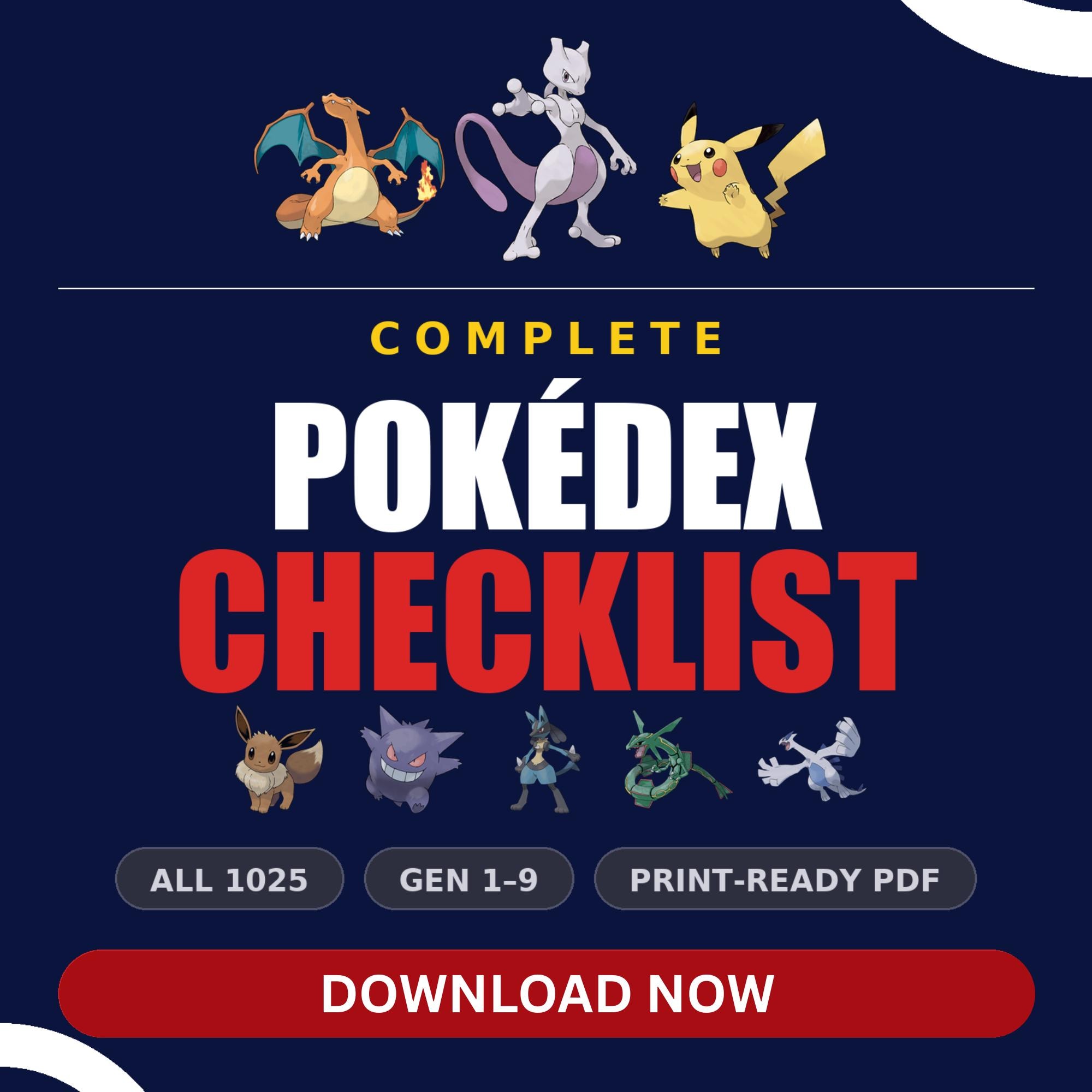 Pokedex Checklist.pdf Complete Pokédex Checklist – All 1025 Pokémon (gen 1–9) | Printable PDF ...