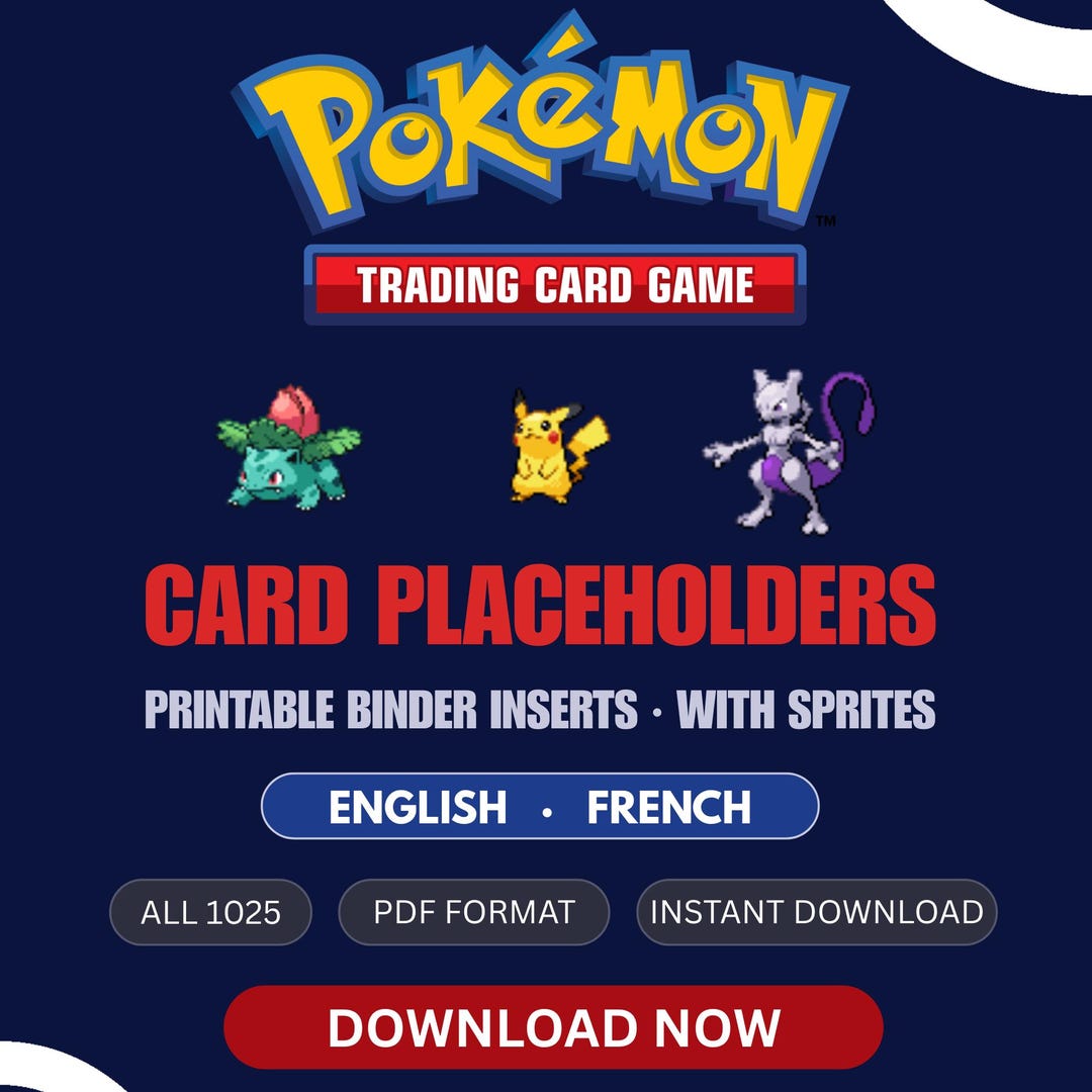 Pokémon Card Placeholders PDF With Sprites – All 1025 Pokémon