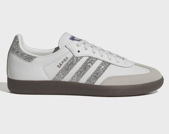 Adidas Samba Silver Star – Custom Silver Glitter Sneakers | Authentic Handmade Shoes | Velor Studio