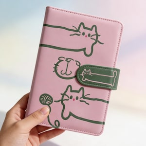 Pink Cat A6 Planner Notebook, Magnetic Closure Refillable Journal, Kawaii Cat Diary,Cute Aesthetic Notebook,Cat Lover Gift,Planner Organizer image 4