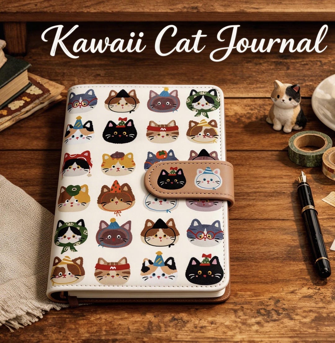 Kawaii Cat A6 Planner Notebook, Cute Cat Journal, Cat Lover Gift, Cat ...