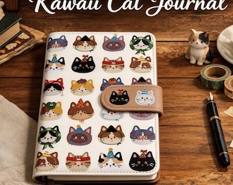 Kawaii Cat A6 Planner Notebook, Cute Cat Journal, Cat Lover Gift, Cat Stationery, A6 Diary Planner, Kawaii Stationery, Cute Notebook