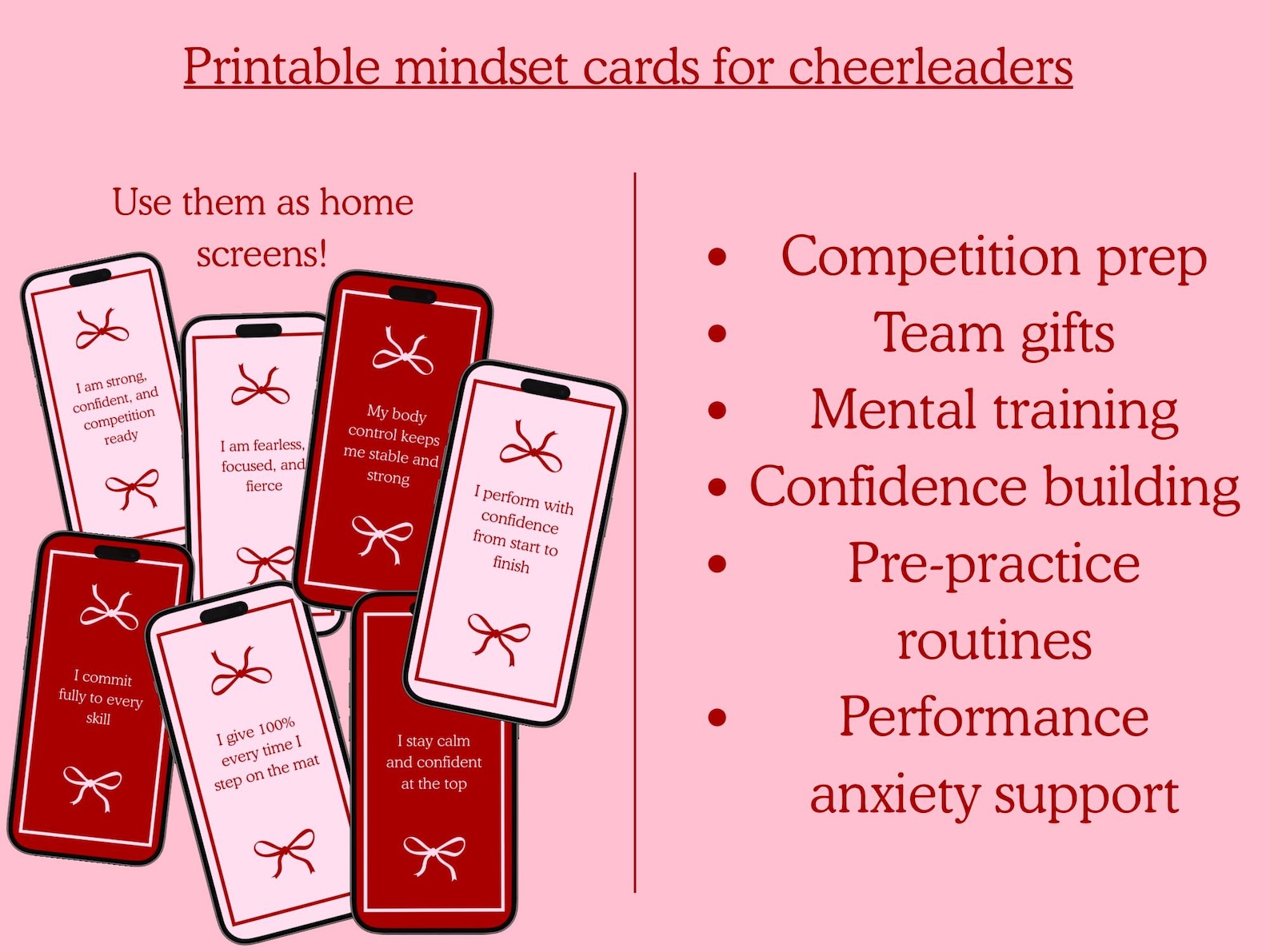 Compitition Card Cheerleading Affirmation Cards | Printable Mindset Cards for ...
