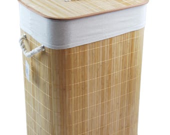 Laundry basket Bamboo laundry chest, foldable, with cover, handle, 40x30 H.57cm, 6 colours to choose