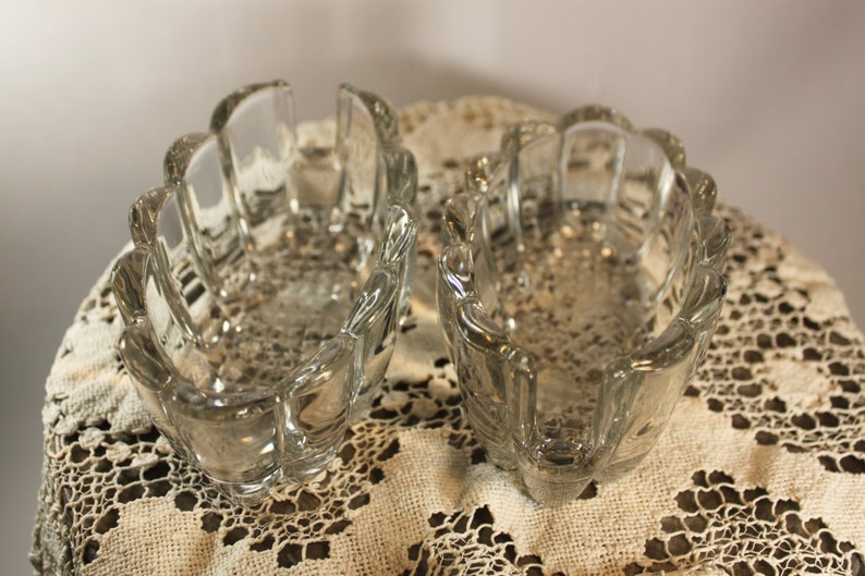 2 Vintage Glass Spoon Holderssilverware Holder/buffet Spoon Etsy