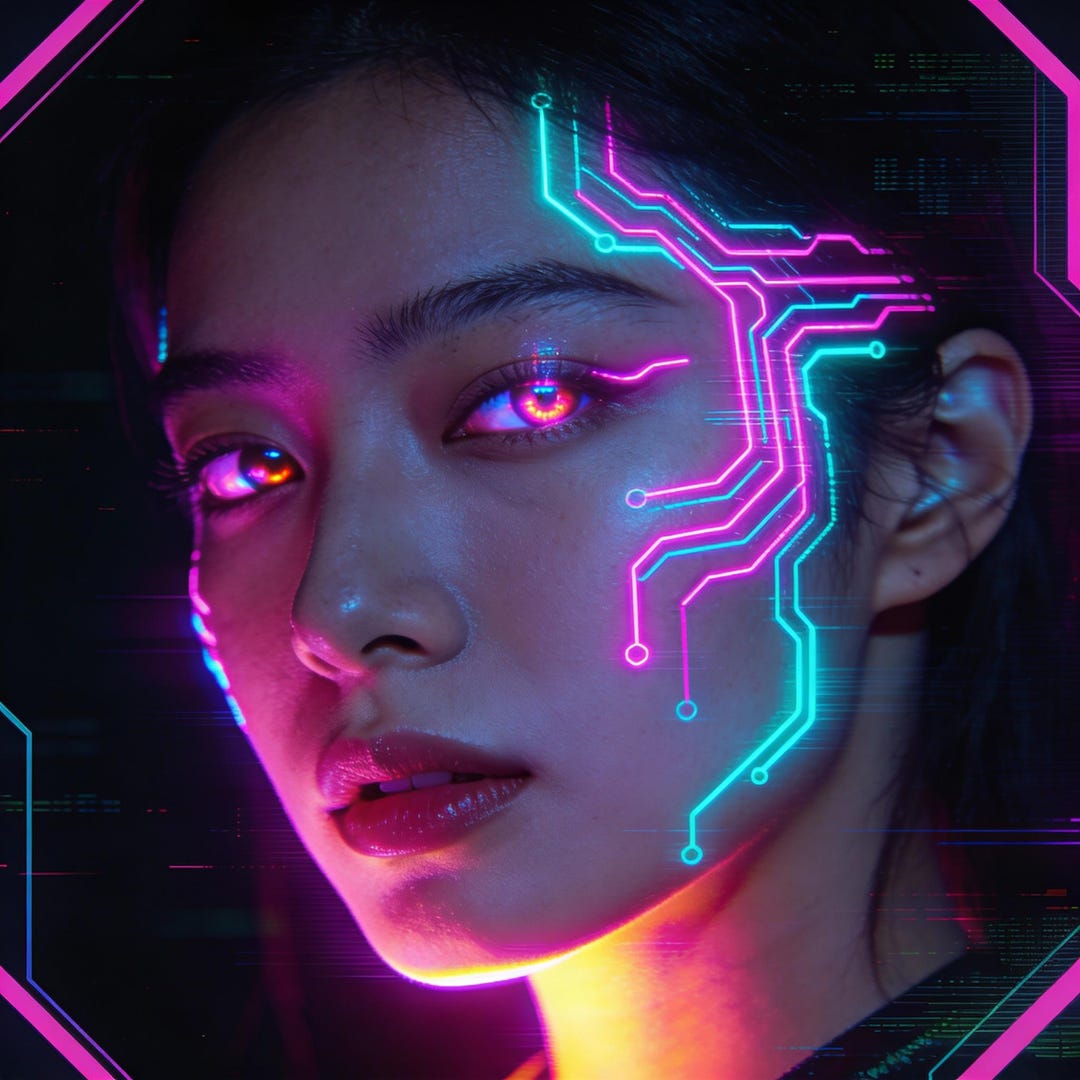 Timeless Pfp Custom Cyberpunk Portrait - Neon Profile Photo, Futuristic Avatar for ...