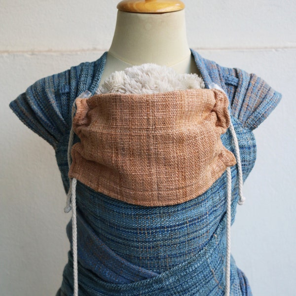 Tamaño de bebé SaBye envolver Mei Tai eslinga tejida a mano bilateral con capucha STANDART model51Thick Indigo/ocre