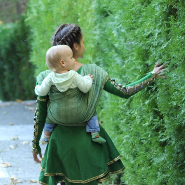 BaBy SaBye hand-woven baby wrap 30 linen 40 hemp NATURAL COLORS Green Tea